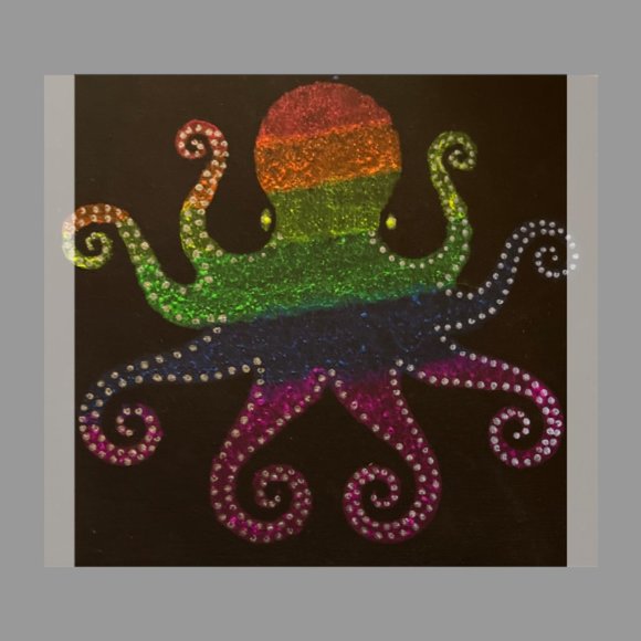 UV BLACKLIGHT RAINBOW OCTOPUS PAINTING Black Canvas Coral Saltwater Reef Ocean - Picture 1 of 5